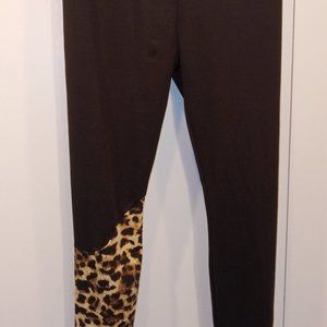leggings , black with animal print on one leg